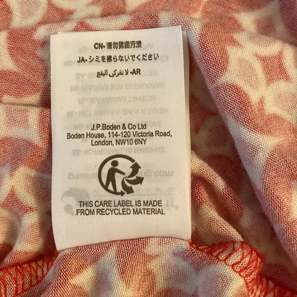 Boden Edie Jersey Swing Skirt w Pockets Red Pink Geometric Size 8 LONG - Picture 7 of 7